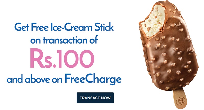 India Desire : Freecharge STICK Offer: Get Free Ice-Cream Stick On Transaction Of Rs. 100 Or More 